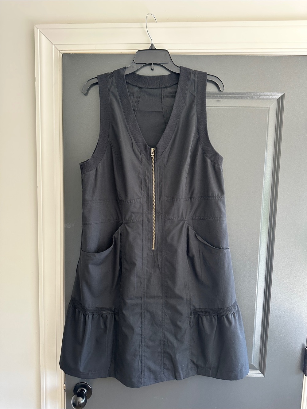 Black Zip-Front Sleeveless Dress